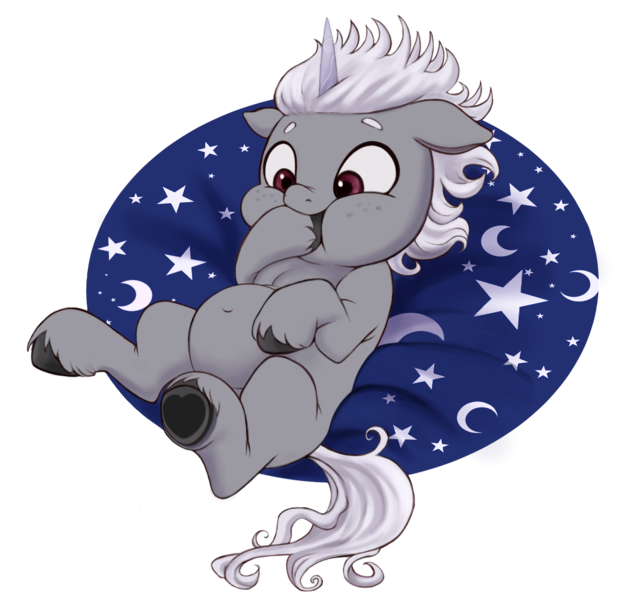 Size: 1803x1741 | Tagged: safe, artist:sallylla, derpibooru import, pony, unicorn, my little pony: a new generation, alphabetes, alphabittle blossomforth, baby, baby pony, belly, belly button, blanket, colt, colt alphabittle blossomforth, cute, daaaaaaaaaaaw, floppy ears, foal, freckles, g5, happy, heart, heart hoof, hnnng, hooves, image, lying down, male, nibbling, nom, on back, png, simple background, smiling, solo, stars, tail, transparent background, underhoof, unshorn fetlocks, younger