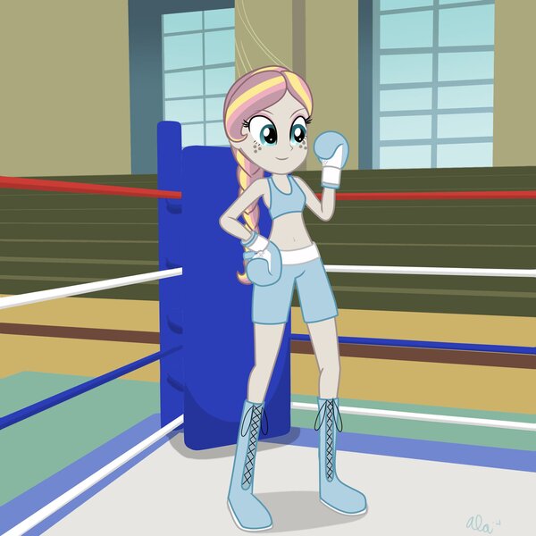 Size: 2048x2048 | Tagged: safe, artist:alamarus, derpibooru import, oc, oc:raindrop lily, equestria girls, boxer, boxing ring, female, gym, image, jpeg