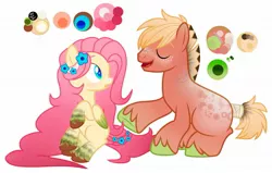 Size: 1921x1225 | Tagged: safe, artist:adiwolfsong, derpibooru import, big macintosh, fluttershy, earth pony, pegasus, pony, alternate design, base used, color palette, colored wings, eyes closed, female, flower, flower in hair, fluttermac, image, jpeg, male, mare, missing cutie mark, shipping, simple background, stallion, straight, tail, tail wrap, twitterina design, unshorn fetlocks, white background, wings