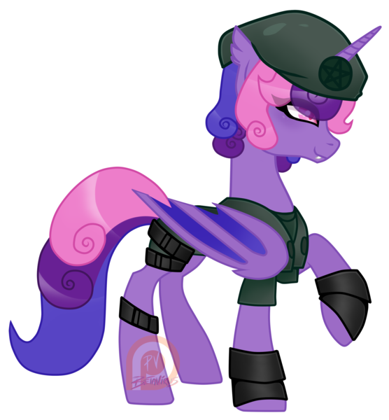 Size: 2578x2782 | Tagged: safe, artist:nekomellow, derpibooru import, oc, oc:cinnamon music, alicorn, bat pony, bat pony alicorn, pony, bat wings, beret, clothes, covered cutie mark, derpibooru exclusive, ear tufts, female, hat, horn, image, jacket, mare, multicolored hair, multicolored tail, pentagram, pink eyes, png, purple fur, simple background, solo, straps, tail, transparent background, vampicorn, wings