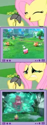 Size: 1080x2881 | Tagged: safe, derpibooru import, edit, fluttershy, exploitable meme, fecto forgo, gamershy, image, kirby, kirby (series), kirby and the forgotten land, meme, nintendo, obligatory pony, png, spoilers for another series, television, tv meme