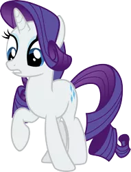 Size: 3000x3928 | Tagged: safe, artist:cloudyglow, derpibooru import, rarity, pony, unicorn, spike at your service, .ai available, female, full body, gritted teeth, high res, hooves, horn, image, looking down, mare, png, raised hoof, simple background, solo, standing, tail, teeth, transparent background, vector