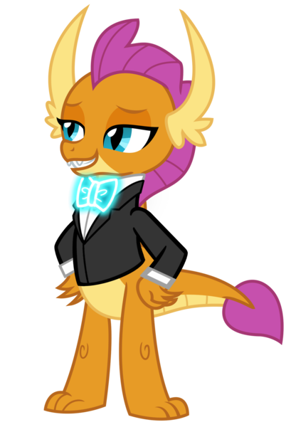 Size: 1280x1880 | Tagged: safe, artist:disneymarvel96, artist:sketchmcreations, derpibooru import, edit, vector edit, smolder, dragon, bowtie, clothes, dragoness, female, glow, image, lightup, neon, png, simple background, solo, suit, transparent background, tuxedo, vector