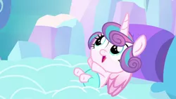 Size: 1280x720 | Tagged: safe, derpibooru import, screencap, princess flurry heart, alicorn, pony, season 6, the crystalling, baby, baby pony, cooing, cute, female, flurrybetes, foal, happy, image, png, reaching, solo