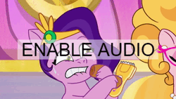 Size: 1024x576 | Tagged: safe, derpibooru import, edit, edited screencap, screencap, phyllis cloverleaf, pipp petals, earth pony, pegasus, mane melody, my little pony: tell your tale, animated, caption, duo, g5, image, lip bite, open mouth, shocked, sound, text, webm, youtube link