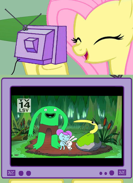 Size: 563x771 | Tagged: safe, derpibooru import, crossover, exploitable meme, fs doesn't know what she's getting into, image, jpeg, meme, obligatory pony, pibby, smiling friends, television, tv meme