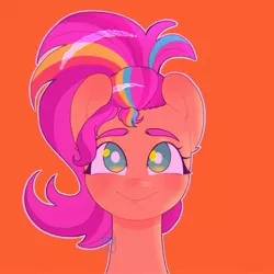 Size: 2048x2048 | Tagged: safe, artist:latiatonta, derpibooru import, sunny flare, earth pony, pony, my little pony: tell your tale, big eyes, bust, g5, image, jpeg, ponytail, simple background, solo