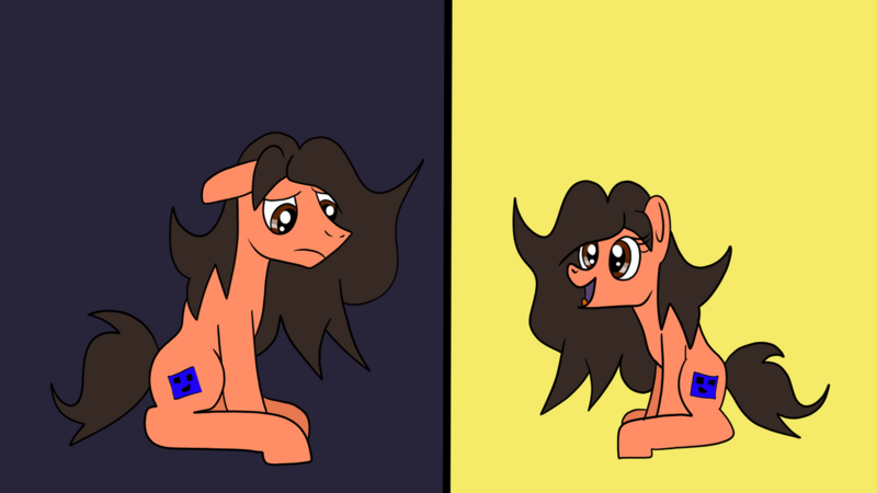 Size: 1280x720 | Tagged: safe, artist:platinumdrop, derpibooru import, oc, oc:rob, unofficial characters only, earth pony, pony, female, happy, image, male, mare, png, request, sad, solo, stallion, transgender