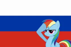 Size: 736x490 | Tagged: safe, derpibooru import, rainbow dash, flag, image, jpeg, politics, rainbow dash salutes, russia, salute, solo