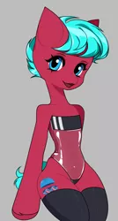 Size: 889x1662 | Tagged: safe, artist:moebomoe, artist:windsweeper, derpibooru import, oc, oc:windsweeper, clothes, gris swimsuit, image, latex, latex boots, latex stockings, one-piece swimsuit, png, see-through, shiny swimsuit, short mane, short tail, socks, swimsuit, tail