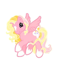 Size: 791x1024 | Tagged: safe, artist:vernorexia, derpibooru import, pinkie pie (g3), spot, surprise, oc, oc:surprise party, pegasus, pony, coat markings, fusion, g3, i can't believe it's not hasbro studios, image, pastel colors, pink body, pink mane, png, purple eyes, request, requested art, simple background, socks (coat marking), solo, transparent background, wings, yellow mane