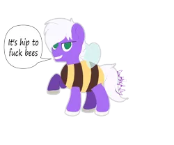 Size: 1920x1600 | Tagged: safe, artist:darkling ruby, derpibooru import, oc, oc:ametrine paraphernalia, animal costume, bee costume, clothes, costume, image, png, shitposting, solo, vulgar