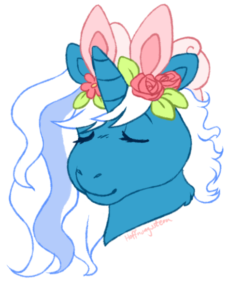 Size: 639x815 | Tagged: safe, artist:hoffnungsstern, derpibooru import, oc, oc:fleurbelle, pony, bow, bunny ears, eyes closed, female, floral head wreath, flower, hair bow, image, mare, png, simple background, transparent background