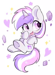 Size: 1010x1368 | Tagged: safe, artist:colorfulcolor233, derpibooru import, oc, unofficial characters only, pony, unicorn, chibi, crystal, cutie mark, heart, horn, image, jpeg, looking at you, simple background, smiling, solo, unicorn oc, white background, wingding eyes, wingdings