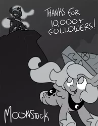 Size: 900x1157 | Tagged: safe, artist:egophiliac, derpibooru import, nightmare moon, princess luna, alicorn, pony, moonstuck, 2012, cartographer's cap, dark woona, female, filly, foal, grayscale, hat, image, milestone, monochrome, nightmare woon, png, woona, younger