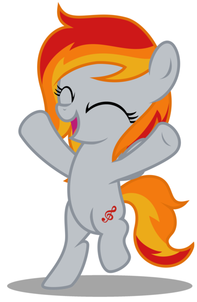 Size: 2110x3220 | Tagged: safe, artist:strategypony, derpibooru import, oc, oc:tridashie, unofficial characters only, pegasus, pony, arms in the air, bipedal, cute, cutie mark, dancing, eyes close, foal, gray coat, happy, image, multicolored hair, ocbetes, open mouth, orange mane, pegasus oc, png, simple background, smiling, standing, transparent background, wings