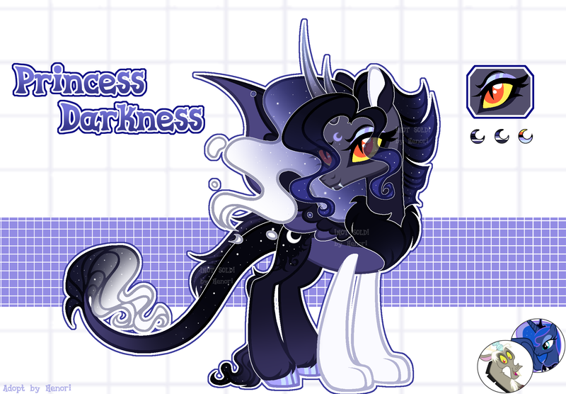 Size: 2100x1460 | Tagged: safe, artist:henorinya, derpibooru import, discord, princess luna, oc, alicorn, draconequus, hybrid, pony, alicorn oc, base used, eyelashes, female, hoof polish, horn, image, interspecies offspring, mare, offspring, parent:discord, parent:princess luna, parents:lunacord, png, reference sheet, solo, wings