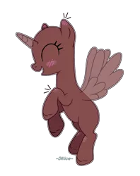 Size: 1344x1698 | Tagged: safe, artist:dillice, derpibooru import, oc, unofficial characters only, alicorn, pony, alicorn oc, bald, base, blush sticker, blushing, eyelashes, eyes closed, female, horn, image, mare, png, rearing, simple background, smiling, solo, transparent background, wings