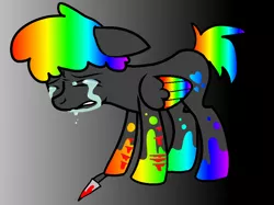 Size: 852x636 | Tagged: source needed, useless source url, grimdark, artist:sparklepastelunicorn, derpibooru import, oc, oc:rainbow shadows, unofficial characters only, pegasus, pony, blood, colored wings, crying, cutie mark, cutting, depression, edgy as fuck, eyes closed, floppy ears, folded wings, full body, gradient background, gradient mane, hooves, image, knife, male, multicolored hair, multicolored wings, pegasus oc, png, rainbow, rainbow hair, rainbow tail, rainbow wings, scar, self harm, self harm scars, solo, standing, stolen art, tail, trace, wings