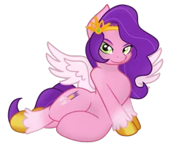 Size: 2356x2000 | Tagged: safe, artist:grapefruit-face, artist:joey darkmeat, derpibooru import, edit, pipp petals, pegasus, pony, draw me like one of your french girls, female, g5, image, looking at you, lying down, mare, png, simple background, solo, spread wings, transparent background, wings