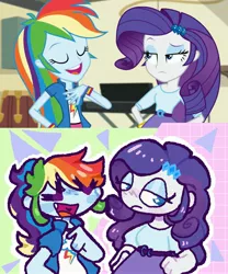 Size: 2513x3020 | Tagged: safe, artist:toaestt, derpibooru import, screencap, rainbow dash, rarity, equestria girls, rainbow rocks, annoyed, digital art, duo, eyes closed, female, hand on chest, hand on hip, image, jpeg, open mouth, redraw, screencap reference, smug