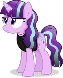 Size: 2994x3697 | Tagged: safe, artist:anime-equestria, derpibooru import, starlight glimmer, pony, unicorn, alternate hairstyle, clothes, female, horn, image, jewelry, mare, necklace, png, shirt, simple background, smiling, transparent background, vector