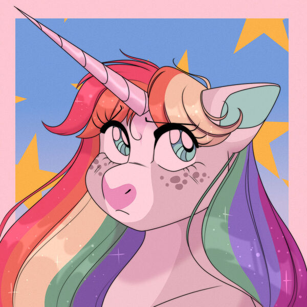 Size: 1024x1024 | Tagged: safe, artist:uunicornicc, derpibooru import, oc, pony, unicorn, bust, female, image, jpeg, mare, multicolored hair, portrait, rainbow hair, solo