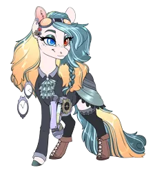 Size: 1590x1763 | Tagged: safe, artist:silkensaddle, derpibooru import, oc, unofficial characters only, earth pony, pony, amputee, clothes, earth pony oc, eyelashes, female, heterochromia, image, mare, png, prosthetic leg, prosthetic limb, prosthetics, simple background, smiling, transparent background