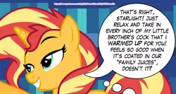 Size: 2426x1292 | Tagged: suggestive, derpibooru import, editor:wild stallions, sunburst, sunset shimmer, comic:the first incestuous foal of sunset shimmer, advertisement, bedroom eyes, brother and sister, female, image, implied sex, implied shipping, implied starburst, implied straight, incest, library, male, patreon, patreon preview, png, preview, shimmerburst, shipping, siblings, sloppy seconds, straight, sunny siblings, this will end in pregnancy, twilight's castle, twilight's castle library