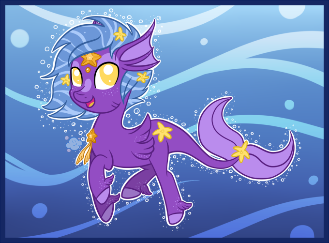 Size: 680x502 | Tagged: safe, artist:happy-go-creative, derpibooru import, oc, unofficial characters only, merpony, starfish, blue background, blue mane, bubble, crepuscular rays, fish tail, flowing tail, image, male, ocean, open mouth, png, simple background, smiling, solo, sunlight, swimming, tail, underwater, unshorn fetlocks, water, yellow eyes