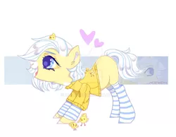 Size: 1919x1487 | Tagged: safe, artist:dillice, derpibooru import, oc, unofficial characters only, pony, chick, clothes, eyelashes, female, heart, image, jpeg, mare, smiling, socks, striped socks, zoom layer