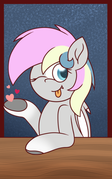 Size: 1200x1920 | Tagged: safe, artist:thebadbadger, derpibooru import, oc, oc:candy bits, unofficial characters only, bat pony, :p, image, png, tongue out