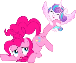 Size: 988x823 | Tagged: safe, artist:cayfie, derpibooru import, pinkie pie, princess flurry heart, alicorn, earth pony, pony, eyes closed, female, image, png, simple background, transparent background, vector