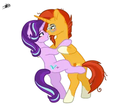 Size: 1988x1790 | Tagged: safe, artist:princessmoonsilver, derpibooru import, starlight glimmer, sunburst, pony, unicorn, dancing, female, image, male, mare, png, shipping, simple background, stallion, starburst, straight, transparent background