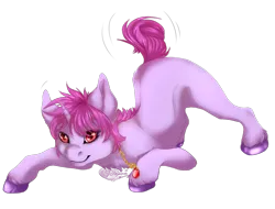 Size: 1005x764 | Tagged: safe, artist:requiem♥, derpibooru import, oc, oc:samantha, unofficial characters only, pony, unicorn, commission, female, image, jewelry, pendant, pink fur, png, purple hooves, red eyes, shading, simple background, solo, transparent background, ych result