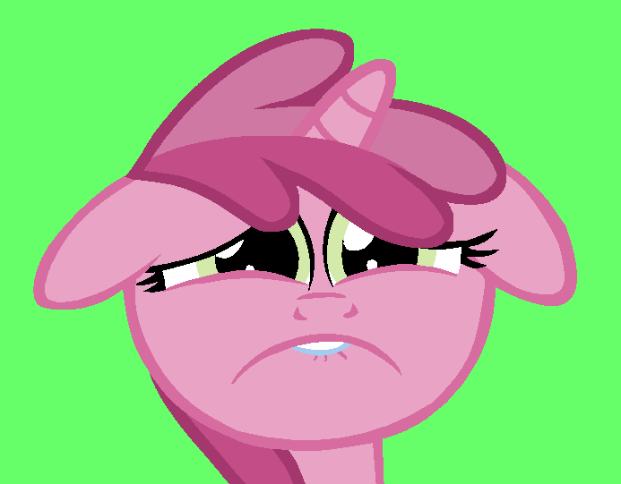 Size: 693x541 | Tagged: safe, artist:starsongandprincessskyla2006, derpibooru import, ruby pinch, pony, unicorn, background pony, cute, female, filly, floppy ears, foal, frown, g4, green background, image, pinchybetes, png, sad, sad eyes, sad fillies, sadpinch, simple background, solo
