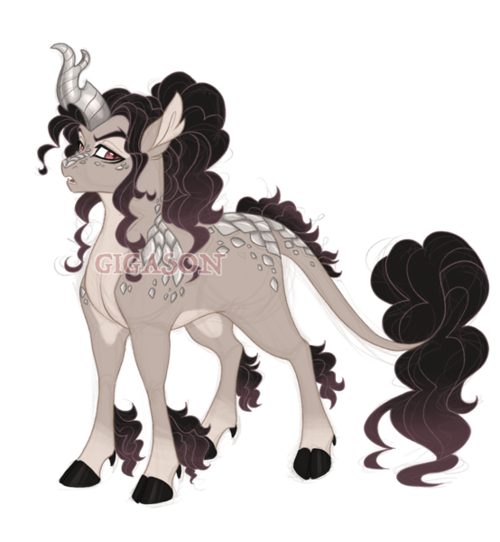 Size: 3600x3900 | Tagged: safe, artist:gigason, derpibooru import, oc, oc:phantom phantasm, hybrid, kirin, image, obtrusive watermark, offspring, parent:autumn blaze, parent:king sombra, png, simple background, solo, transparent background, watermark