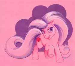 Size: 540x478 | Tagged: safe, artist:steve beaumont, derpibooru import, unnamed character, unnamed pony, earth pony, pony, concept art, eyeliner, female, g3, image, jpeg, lidded eyes, makeup, pink coat, solo, traditional art, what could have been