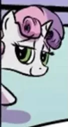 Size: 331x615 | Tagged: safe, artist:pony-berserker, derpibooru import, edit, editor:pagiepoppie12345, sweetie belle, pony, unicorn, bedroom eyes, cropped, female, filly, foal, i can't believe it's not idw, image, png, smiling