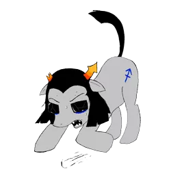 Size: 900x900 | Tagged: safe, artist:nyar, derpibooru import, ponified, pony, artifact, broken horn, equius zahhak, homestuck, horn, horns, image, imminent pounce, male, ms paint adventures, open mouth, png, raised tail, sharp teeth, simple background, solo, stallion, tail, teeth, transparent background