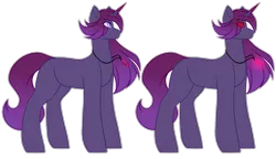Size: 2084x1200 | Tagged: safe, artist:purplegrim40, derpibooru import, oc, unofficial characters only, pony, unicorn, duo, horn, image, jewelry, necklace, offspring, parent:king sombra, parent:twilight sparkle, parents:twibra, png, simple background, transparent background, unicorn oc