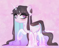 Size: 2568x2119 | Tagged: safe, artist:whohwo, derpibooru import, oc, unofficial characters only, pony, unicorn, amputee, base used, ear fluff, eyelashes, female, horn, image, makeup, mare, png, prosthetic horn, prosthetic leg, prosthetic limb, prosthetics, raised hoof, solo, unicorn oc