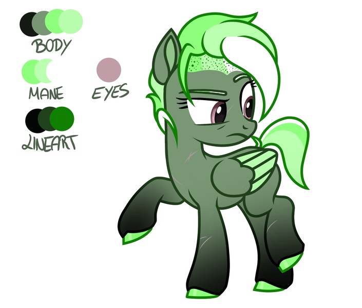 Size: 2405x2048 | Tagged: safe, artist:dancingkinfiend, derpibooru import, oc, oc:virulent conveyance, unofficial characters only, pegasus, pony, fanfic:pegasus device, fanfic:rainbow factory, angry, caption, coat markings, derpibooru exclusive, fanfic art, folded wings, frown, green fur, green hair, green mane, green tail, image, image macro, jpeg, pegasus device, pegasus oc, raised eyebrow, reference sheet, scar, serious, serious face, short hair, short mane, short tail, socks (coat marking), solo, tail, text, wings