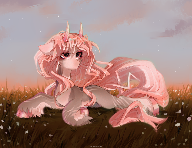 Size: 2600x2000 | Tagged: safe, artist:zlatavector, derpibooru import, oc, oc:valentine, unofficial characters only, pony, blowing, cloven hooves, commission, female, high res, horns, image, long hair, long mane, long tail, mare, png, solo, tail