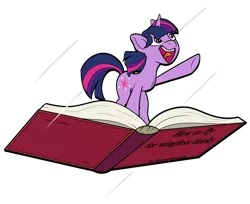 Size: 1911x1557 | Tagged: safe, artist:shadowblazearts, derpibooru import, twilight sparkle, pony, unicorn, book, dork, female, flying, image, mare, open mouth, open smile, png, simple background, smiling, solo, transparent background, unicorn twilight