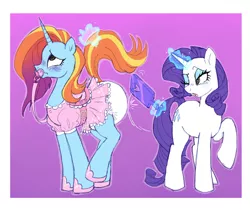 Size: 1280x1075 | Tagged: suggestive, artist:sheepypeepy, derpibooru import, rarity, sassy saddles, pony, clothes, diaper, diaper fetish, dress, fetish, glow, glowing horn, horn, image, jpeg, magic, pacifier, spanking, telekinesis