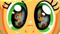 Size: 1920x1080 | Tagged: safe, derpibooru import, edit, edited screencap, screencap, applejack, earth pony, pony, magical mystery cure, sparkle's seven, a true true friend, eye reflection, image, jpeg, reflection