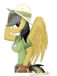 Size: 2048x2732 | Tagged: safe, artist:lordshrekzilla20, derpibooru import, daring do, anthro, pegasus, breasts, busty daring do, female, high res, image, png, sideboob, sidemouth, simple background, solo, transparent background