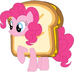 Size: 2388x2321 | Tagged: safe, derpibooru import, pinkie pie, earth pony, pony, clothes, costume, food, food costume, grilled cheese costume, image, png, sandwich, sandwich costume