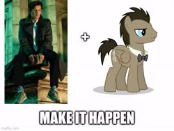 Size: 577x433 | Tagged: safe, derpibooru import, actor joke, discord whooves, doctor who, exploitable meme, image, jpeg, make it happen, matt smith, meme, morbius